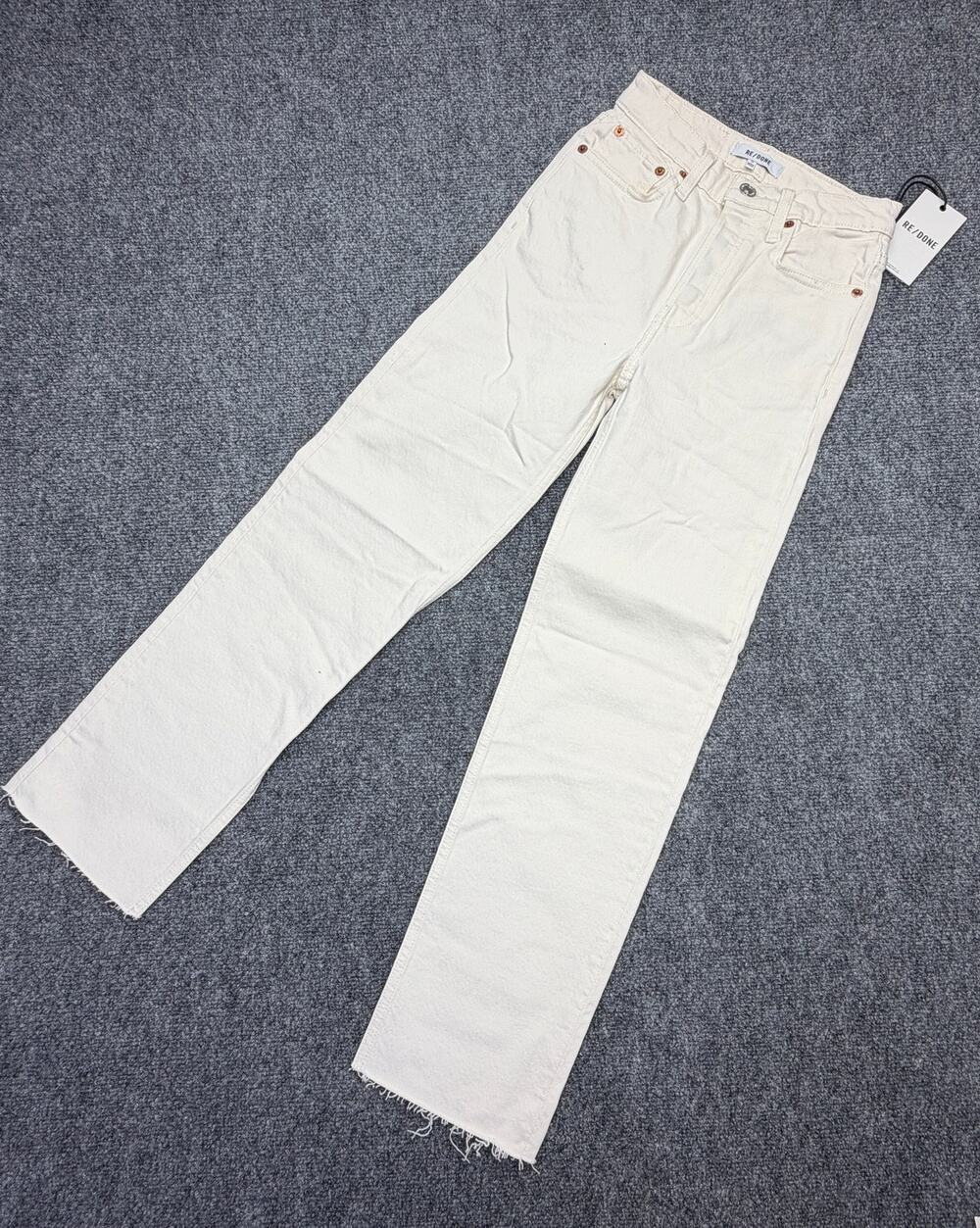RE/DONE 70s Stove Pipe Jeans Womens 23 Vintage White High Rise NWT